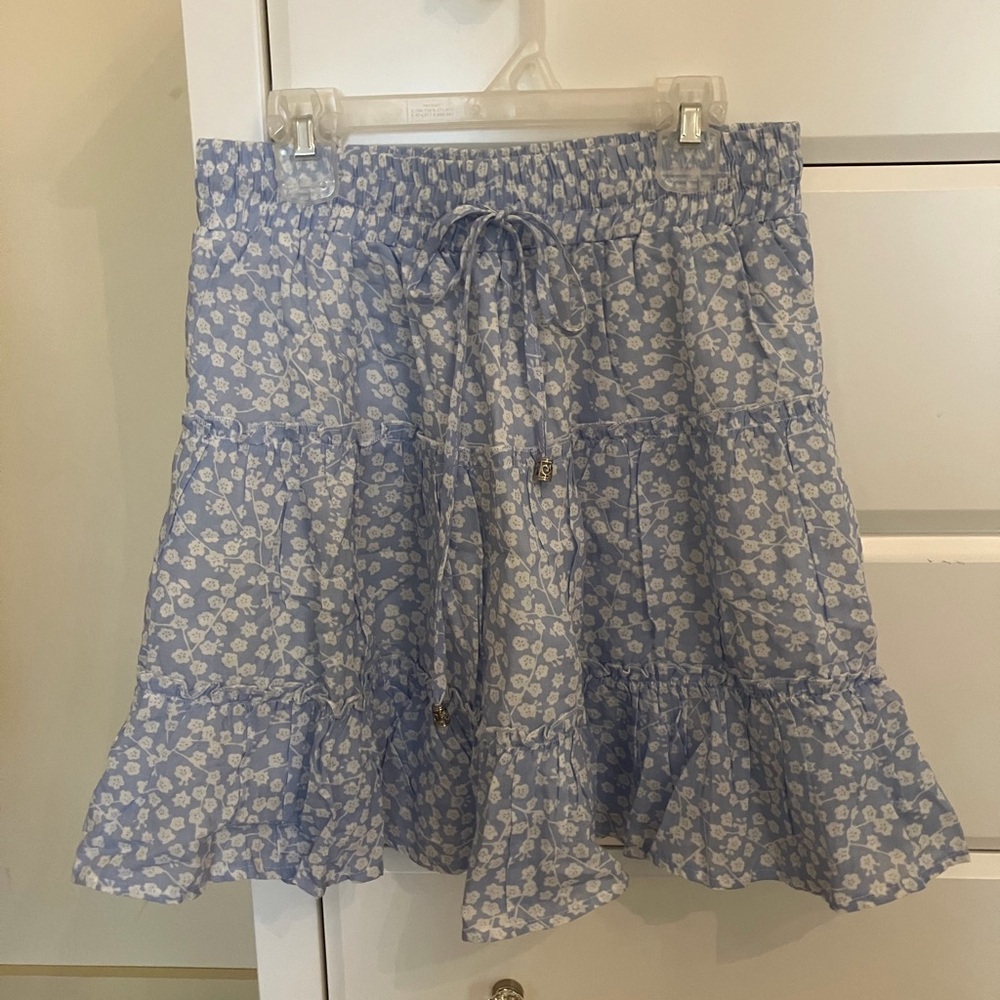Princess Polly Blue and White Floral Skirt